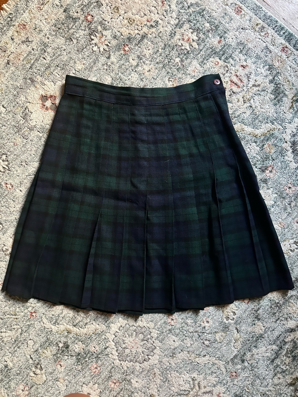 VTG Women’s Bentley Plaid Pleated Skirt - Dark Green and Navy